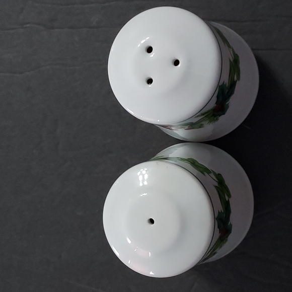 Holly&Leaves Salt&Pepper Shakers 3in.Hx2.5inW.Multicolor,Porcelain - Picture 7 of 7